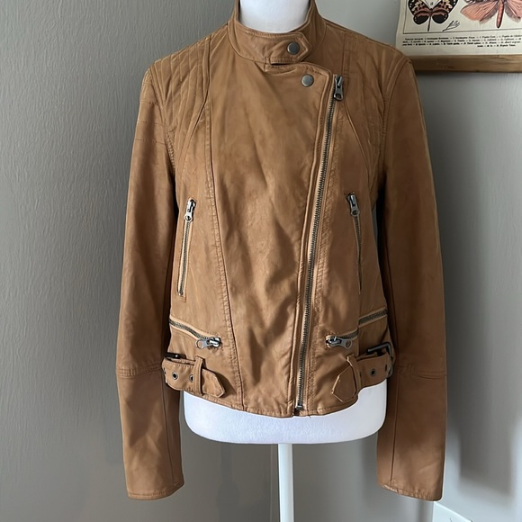 Free People Fenix Vegan Leather Brown Moto Jacket Size Small - Picture 4 of 16